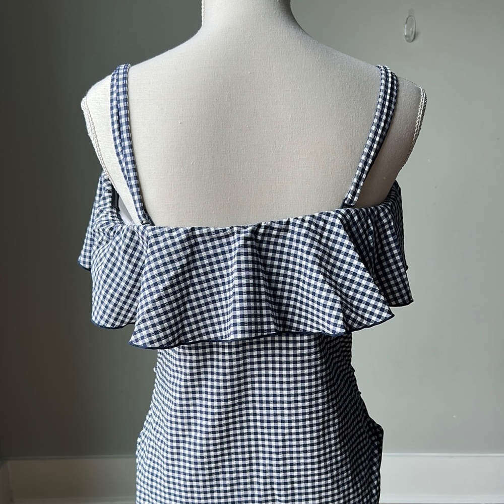 KONA  SOL SIZE L  Blue Navy and White Gingham Swimsuit - Picture 3 of 10